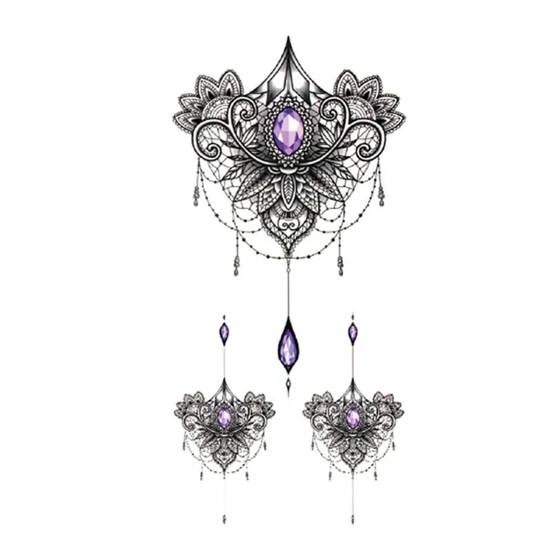 New Temporary Tatoo for Women Sexy Chest Waist Stickers Clavicle Big FakeTattoo Art Deco Beauty Scar Waterproof Tattoo Stickers