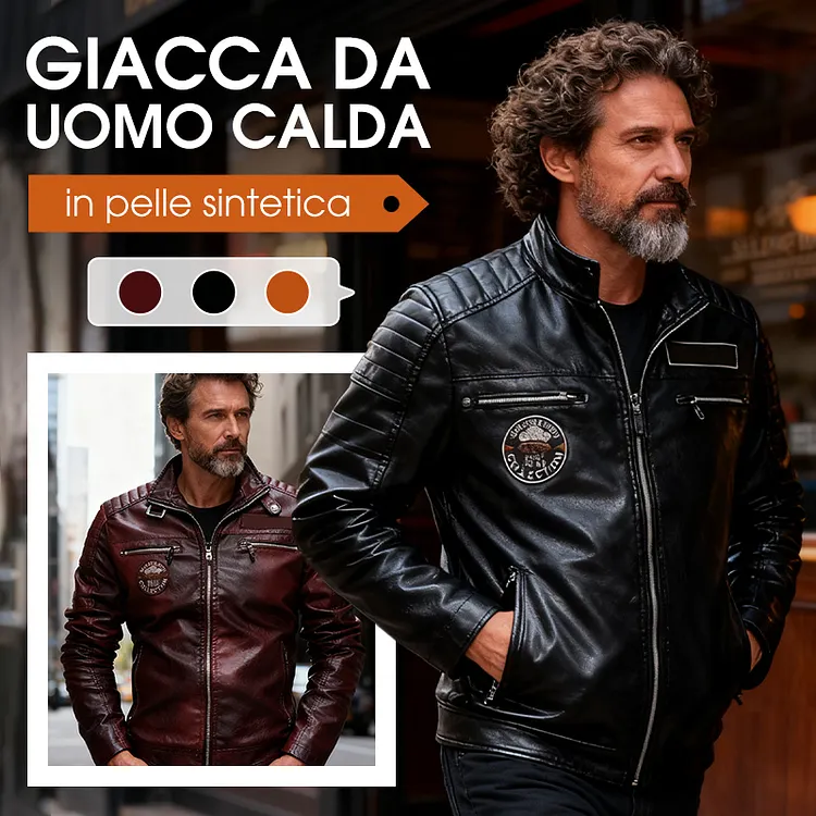 Giacca da uomo calda in pelle sintetica