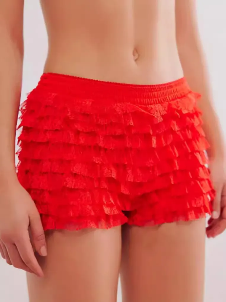 Nigikala Sexy Beach Hot Pants Lotus Side Wave Solid-Colored Lolita Low-Rise Shorts Skirt Girl