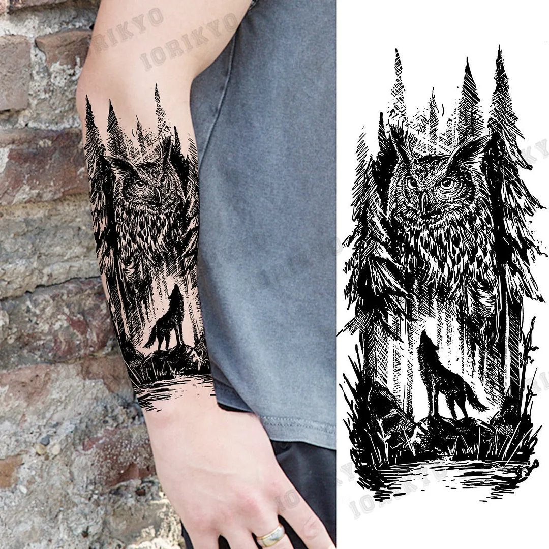 Realistic Devil Skeleton Temporary Tattoos For Men Adult Women Wolf Compass Gangster Fake Tattoo Washable Body Art Tatoo Sticker