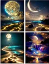 4Pack Seaside View-Full Round Diamond Painting(30x40cm)