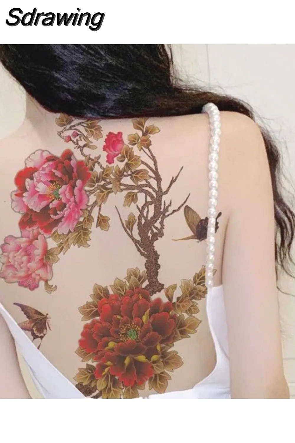 Sdrawing 4/5/9/10/18 PIeces Long Lasting Blue Flower Jewelry Tattoo Sticker Sexy Belly Block Scar Stretch Marks Waterproof Tattoo Sticker 715-1