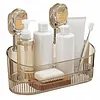No-Drill Bathroom Suction Storage Box Reusable Multi Functional Suction Cup Shelf Detachable Transparent Storage Hanging Basket for Shampoo Conditioner Soap