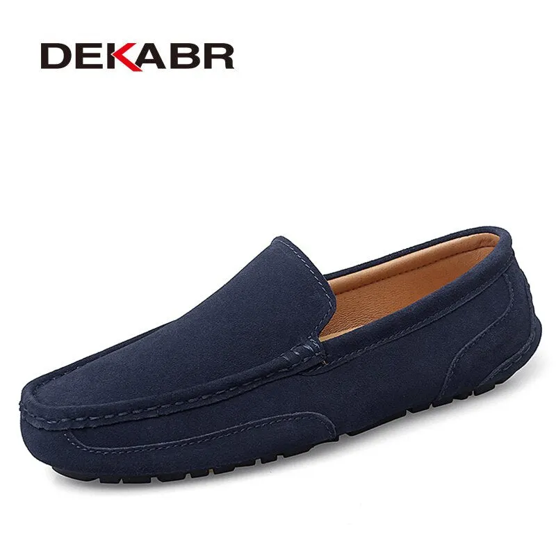 DEKARB Men Loafers Shoes Warm Soft Genuine Leather Business Men Moccasins Shoes Breathable Slip on Driving Shoes Size 38-47