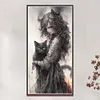 Black Cat Girl-11CT Stamped/14CT Counted Cross Stitch 50*100cm/19.69*39.37in(Big Size)