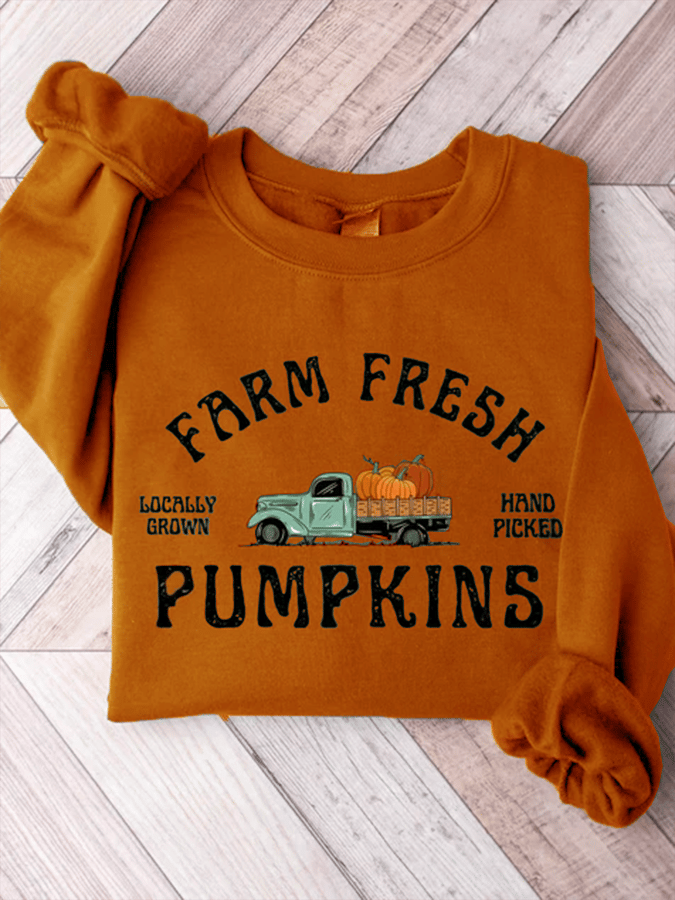 Women's Halloween Printed Crew Neck Sweatshirt 