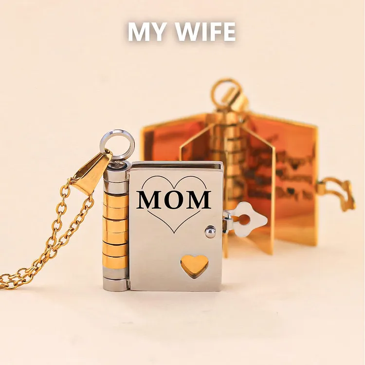 For Wife - The Heart of Our Family Book Necklace