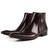 Mens Pointed Toe Ankle Leather Dress Boots