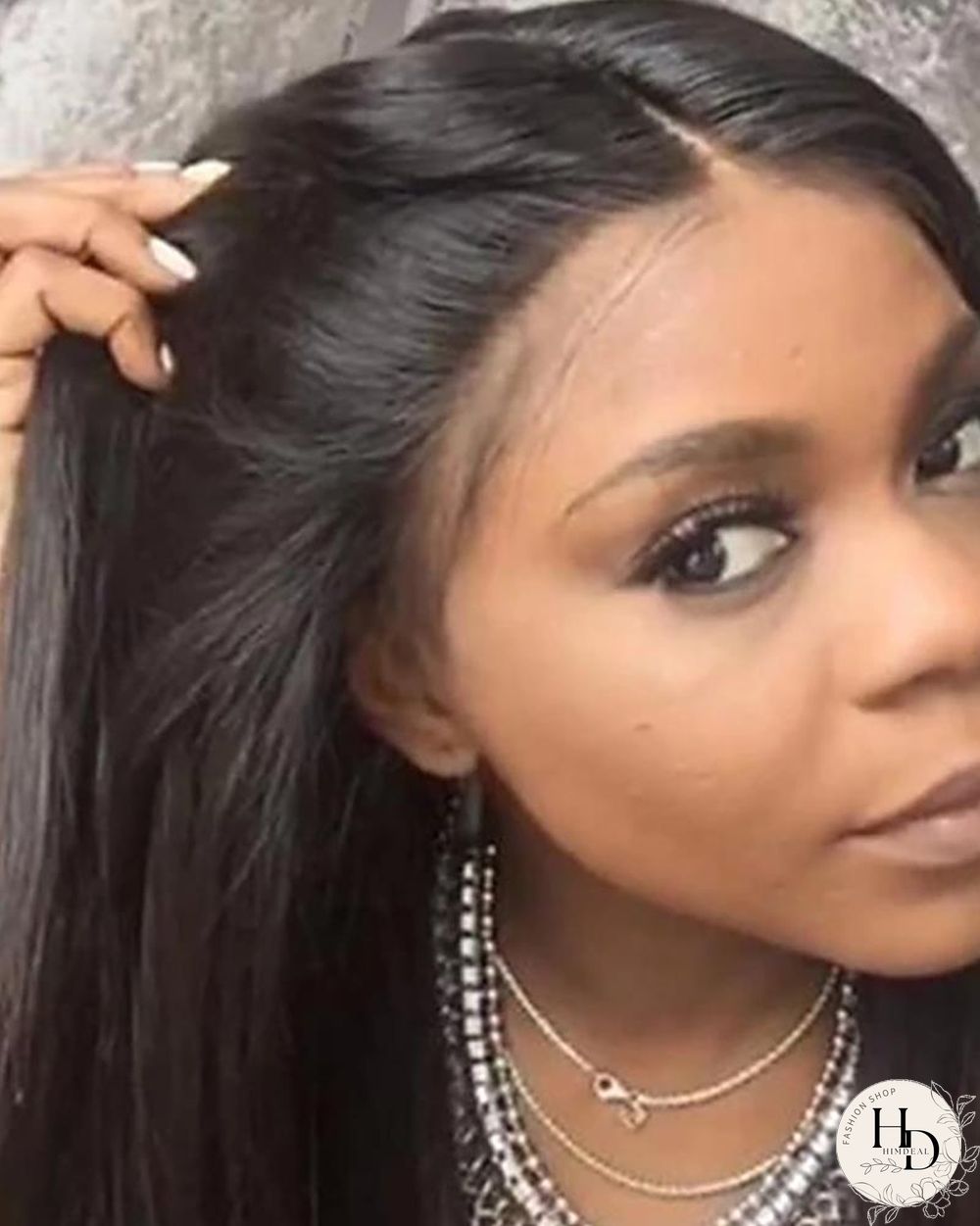Unprocessed Human Hair Lace Front Wig Straight Brown Natural Black Wig