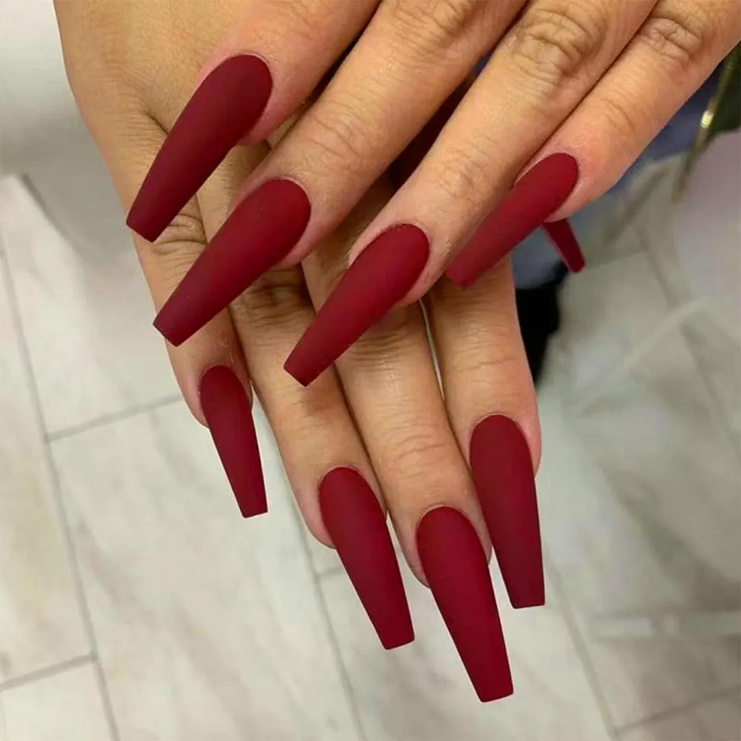 24Pcs Detachable False Nails Long Ballerina Artificial Fake Nails Full Cover Jelly Red Coffin Nail Tips DIY Manicure Tool 515-Nail Inspo