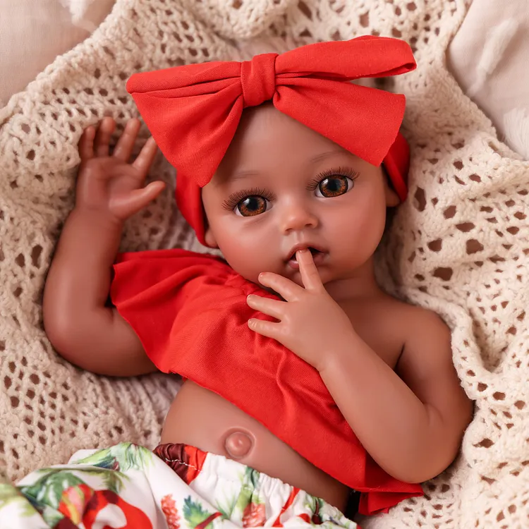 Babeside Phoebe 16" Realistic Silicone Quiet Baby African American Newborn Girl Building Lovely Memories