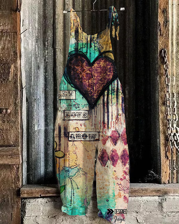 Women's Vintage Heart Print Jumpsuit