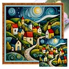 Colorful Houses - 14CT Stamped Cross Stitch - 40*40cm