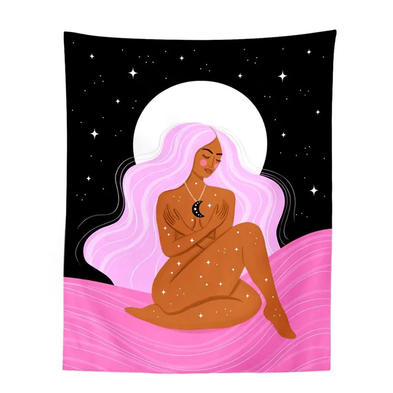 Indian Moon Phase Girl Mandala Tapestry Wall Hanging Boho decor macrame hippie Witchcraft Tapestry wall decoration cloth