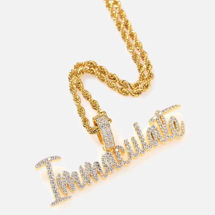 Iced Out "Immaculate" Letter Pendants Hip Hop Bling Bling For Men