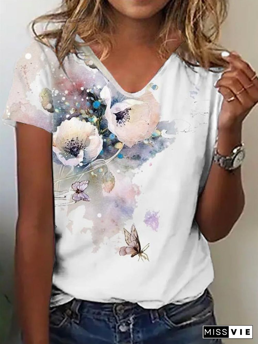 Flower Painting Print T-Shirt