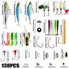138pcs Fishing Lure Kit Soft and Hard Bait Jig Hooks Sinker Weights Gift for Men