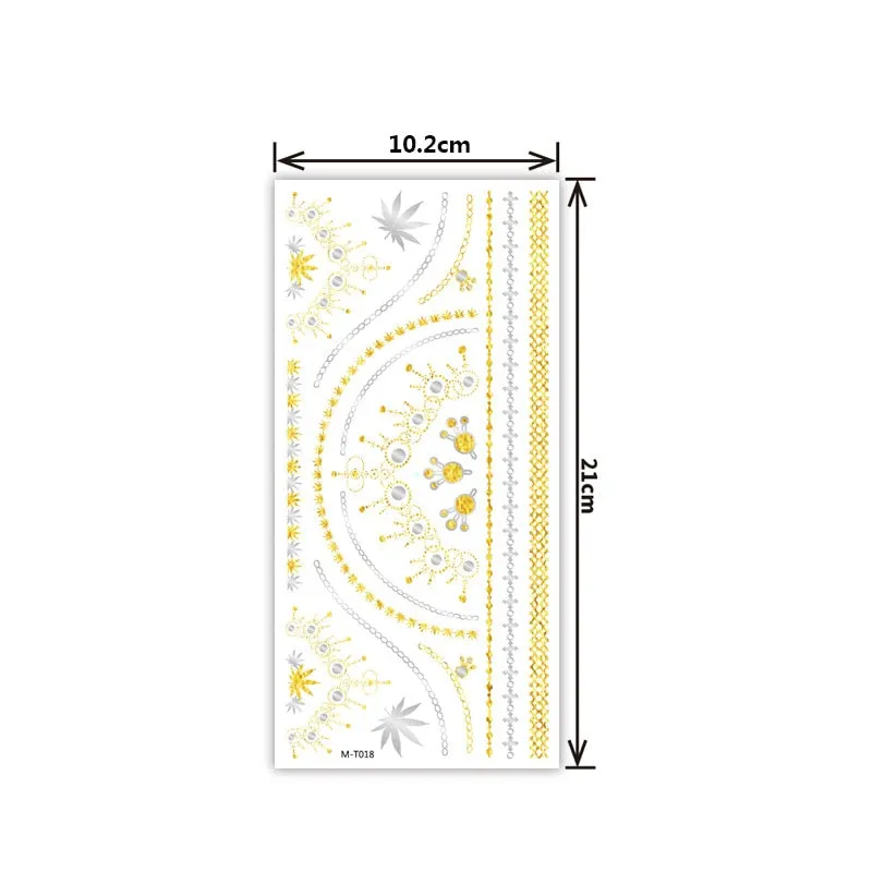 Creative personality exquisite fashion waterproof sweat gold and silver tattoo stickers bronzing and silver tattoo stickers