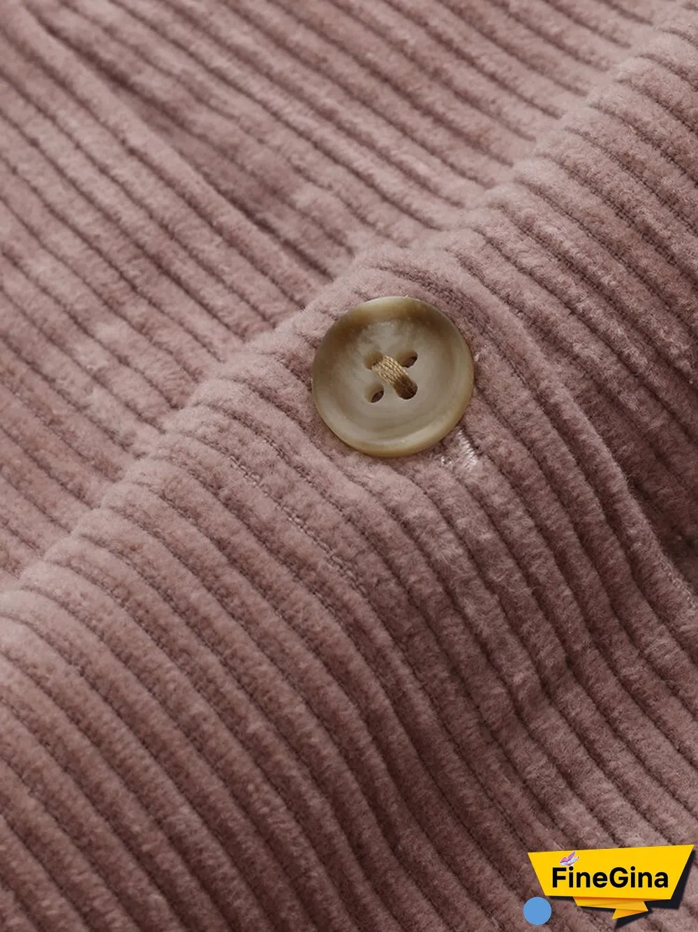 Corduroy Ribbed Solid Pocket Button Lapel Long Sleeve Jakcet