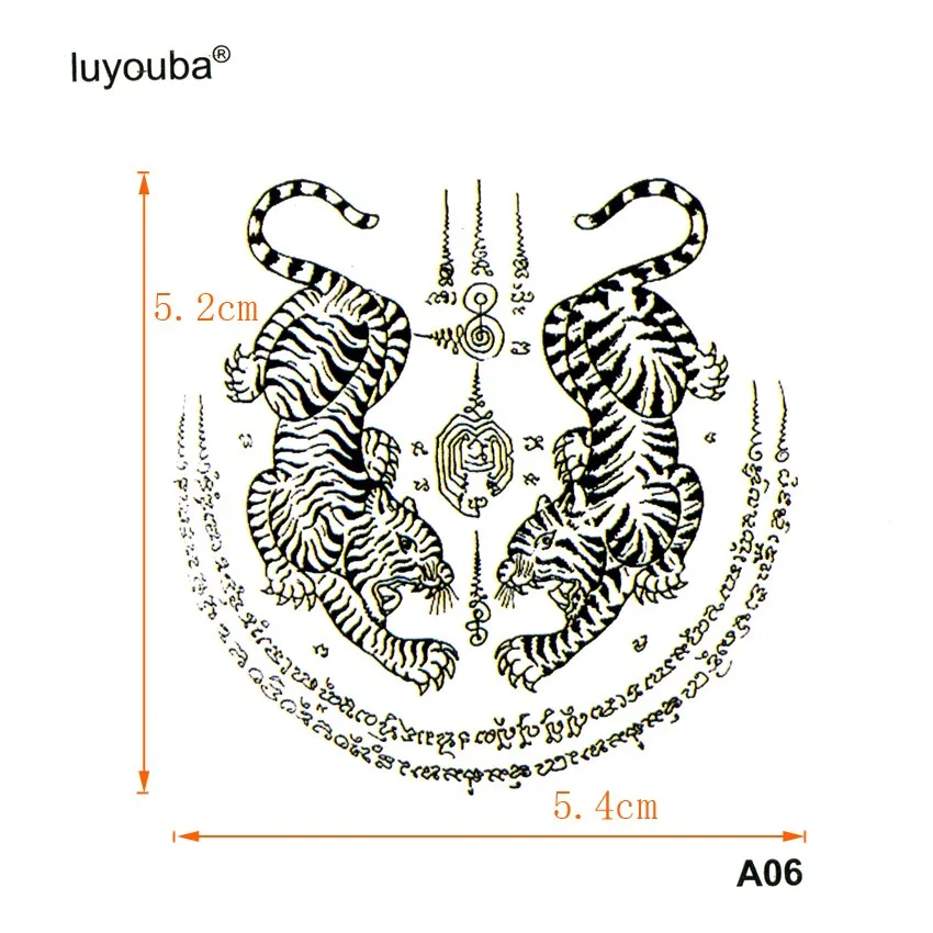Double Tiger Lucky Tatoo Fake Tattoo Tatuajes Tatuagem Body Art Waterproof Temporary Tattoo Sticker Animals Flash Tattoo