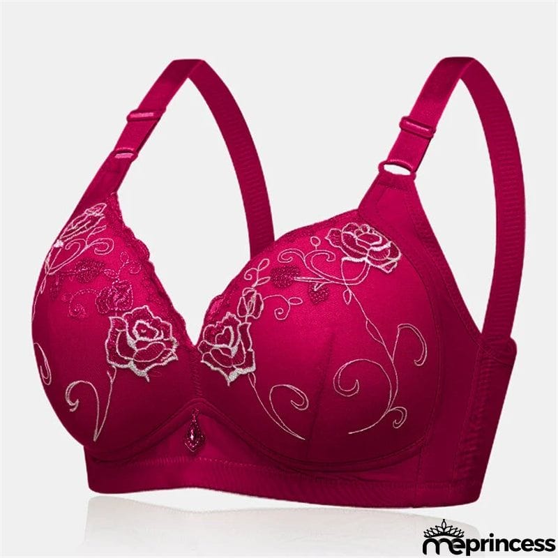 Women's Wireless Floral Embroidered Comfy Bras - Nude