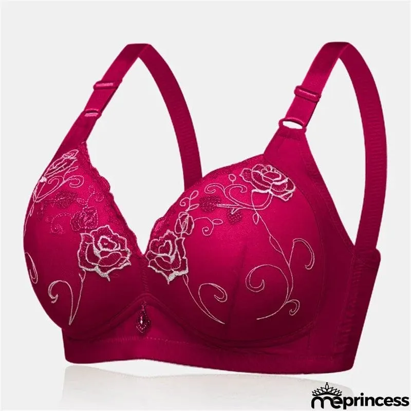 Women's Wireless Floral Embroidered Comfy Bras - Nude