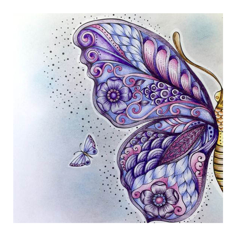 Purple Butterfly-Paint by Numbers-8"x8"/20x20cm