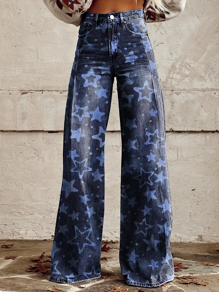 Cowboy Stars Women's Print Casual Wide Leg Pants