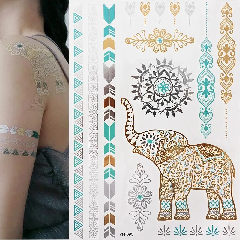 1pcs Tattoo Sticker Gold Foil Long-Lasting Temporary Temporary Tattoos for Girls