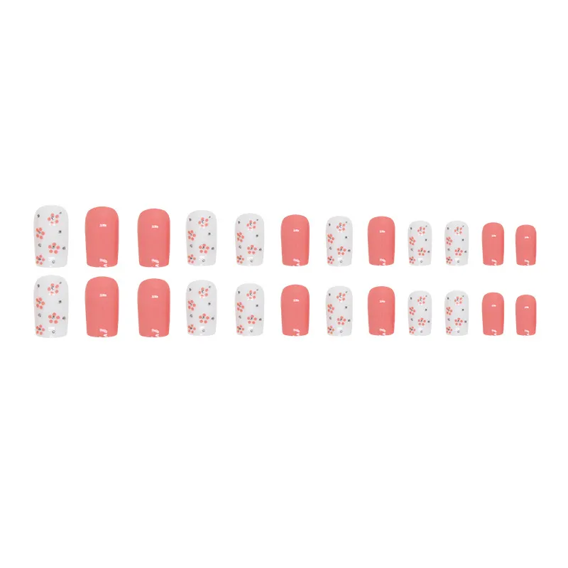 Churchf Churchf And Long Fashion European Square Nail Fake Nails Lovely Pink Tender Girl Flower Flower Wear A Finished Products