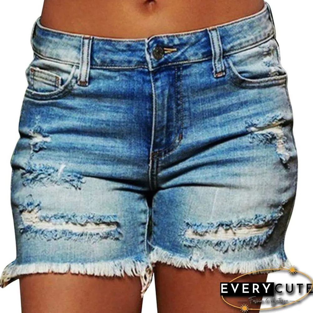 Plus Size Womens Ladies High Waist Short Jeans Shorts Denim Pants