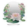 DIY Diamonds Painting Special Shaped Crystal Drill Crafts Mirror Desk Ornament Decor Kit(Lotus)