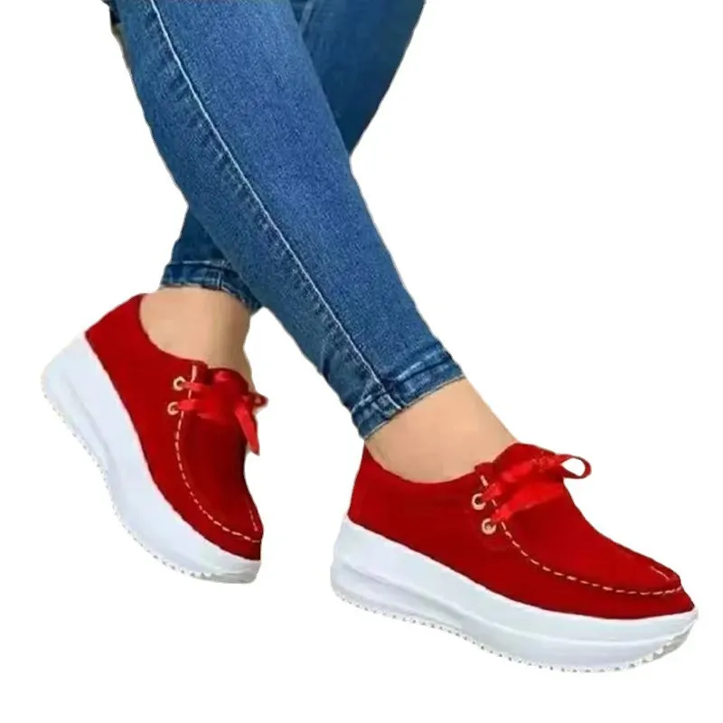 Qengg Qengg With Round Head Casual Sports Shoes Female Womens Sneakers, Suede Thick Bottom Sneakers Female