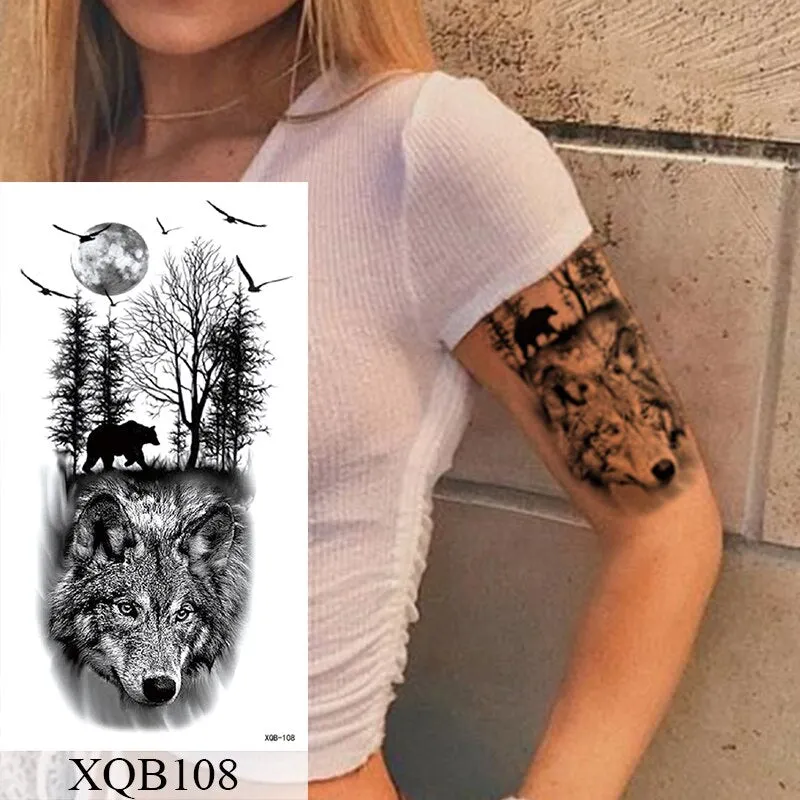 Waterproof Temporary Tattoo Sticker Old School Rose Lotus Flash Tattoos Flower Lace Body Art Arm Fake Tatoo Women Men