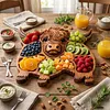 Highland Cow Wooden Charcuterie Board with Compartments for Cheese Meat Snacks