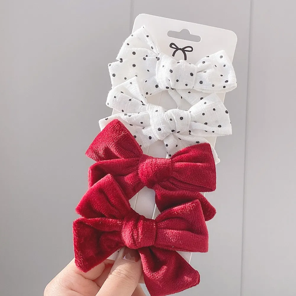 4Pcs/set 2021 New Leopard Print Hair Clips For Cute Girls BB Boutique Hairpins Bowknot Barrettes Headwear Kids Hair Acesssories