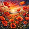 Poppy Field-11CT Stamped Cross Stitch 50*50cm/19.69*19.69in