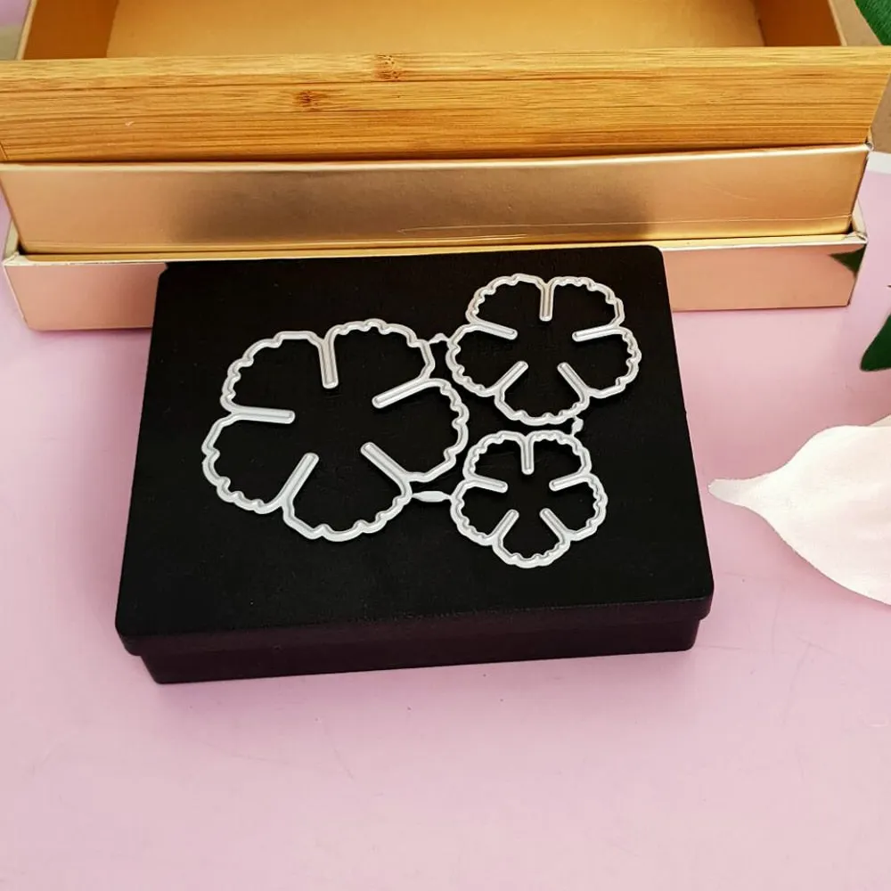 3pcs Flower Metal Cutting Dies Cutter Stencils Scrapbooking Decorative Embossing Photo Album Decor Card Making DIY Crafts