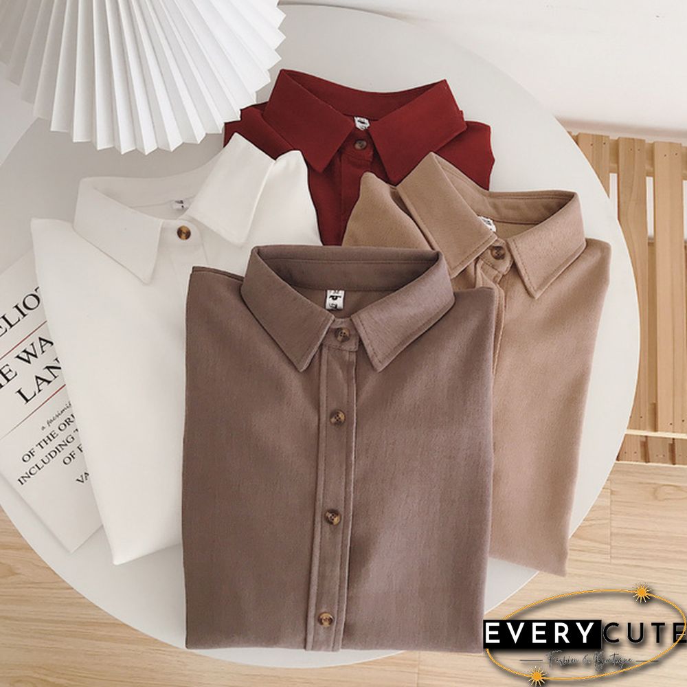 Corduroy Shirts Frosted Shirts Womens Tops and Blouses Long Sleeve Spring Ladies Solid Loose Boyfriend Style Shirt