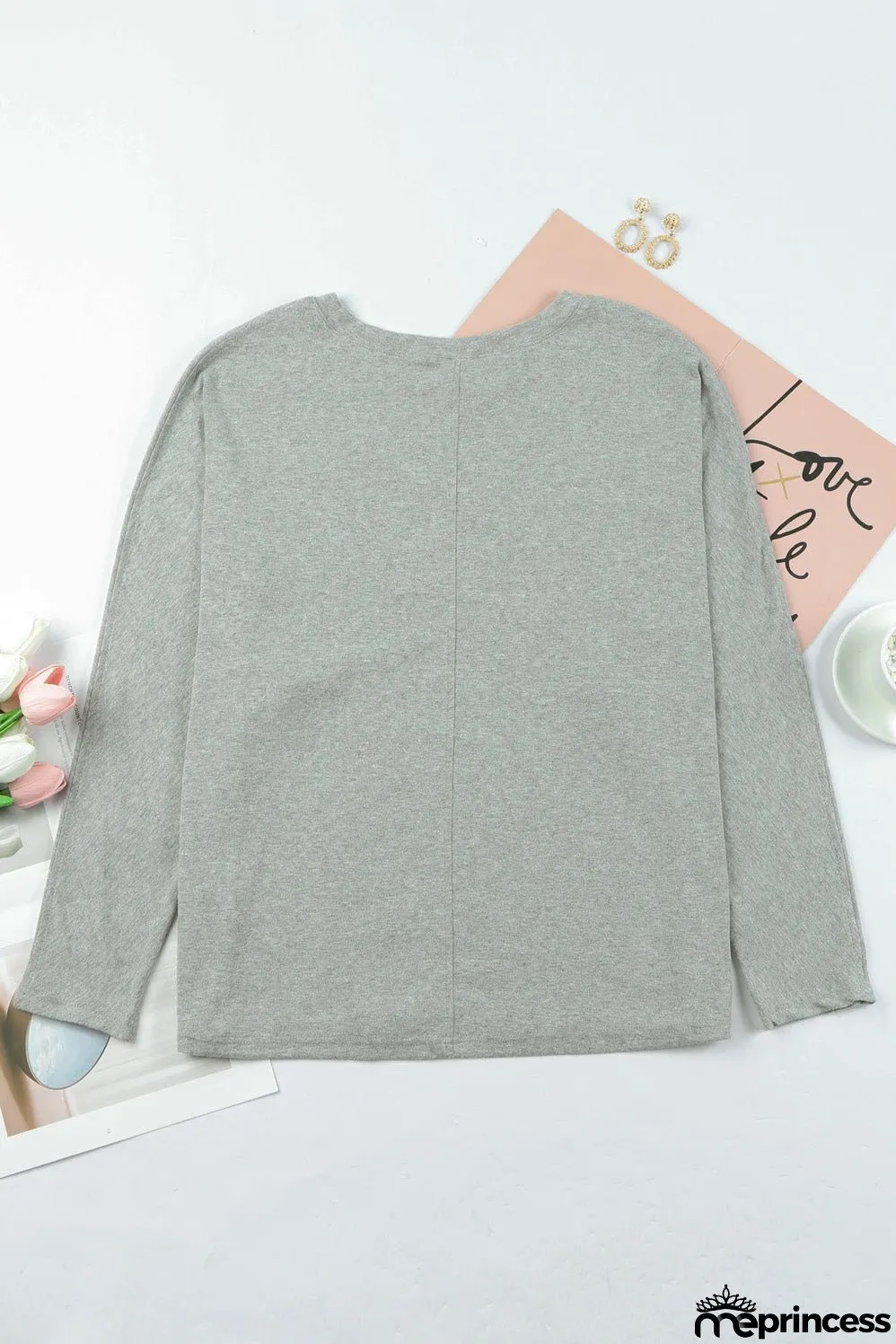 Stripe Long Sleeve Large Fashion Simple V-Neck T-Shirt