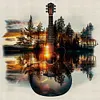 (Stamped/Counted) Guitar Landscape Silhouette-11CT/14CT Cross Stitch 40*40cm