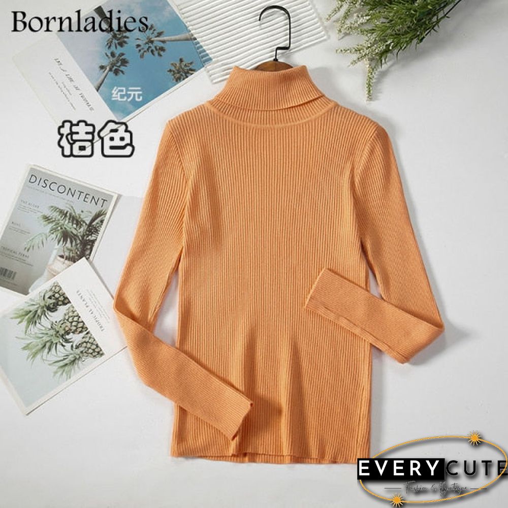 Bornladies Basic Turtleneck Women Sweaters Autumn Winter Tops Slim Women Pullover Knitted Sweater Jumper Soft Warm Pull