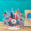America Flag Acrylic Special Shape Independence Day Flower Candle Diamond Painting Desk Ornament Kit