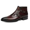 Luxury Mens Handmade Ankle Dress Leather Boots Buckle
