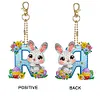 (US Local)PET Double Sided Special Shaped Easter Alphabet DIY Diamond Painting Keychain