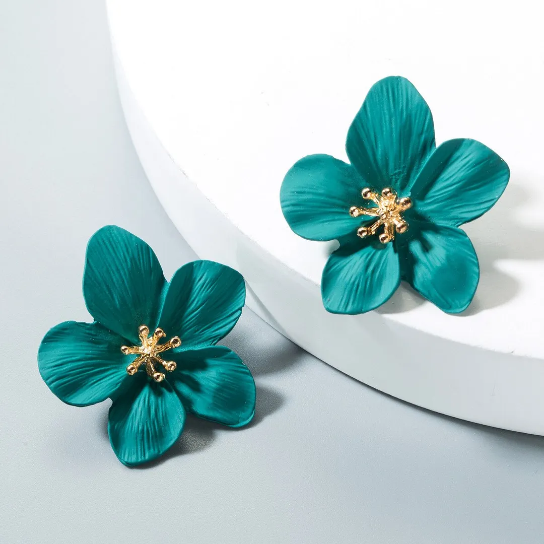 Dvacaman Bohemian Cute Long Double Layer Flower Statement Drop Earrings Women Summer Beach Party Metal Pendant Earrings Jewelry