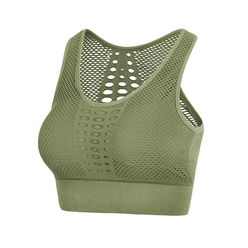 SVOKOR Women Sport Bra Fitness Sexy Mesh Breathable Sport Top Push Up Female Gym Workout Underwear Female