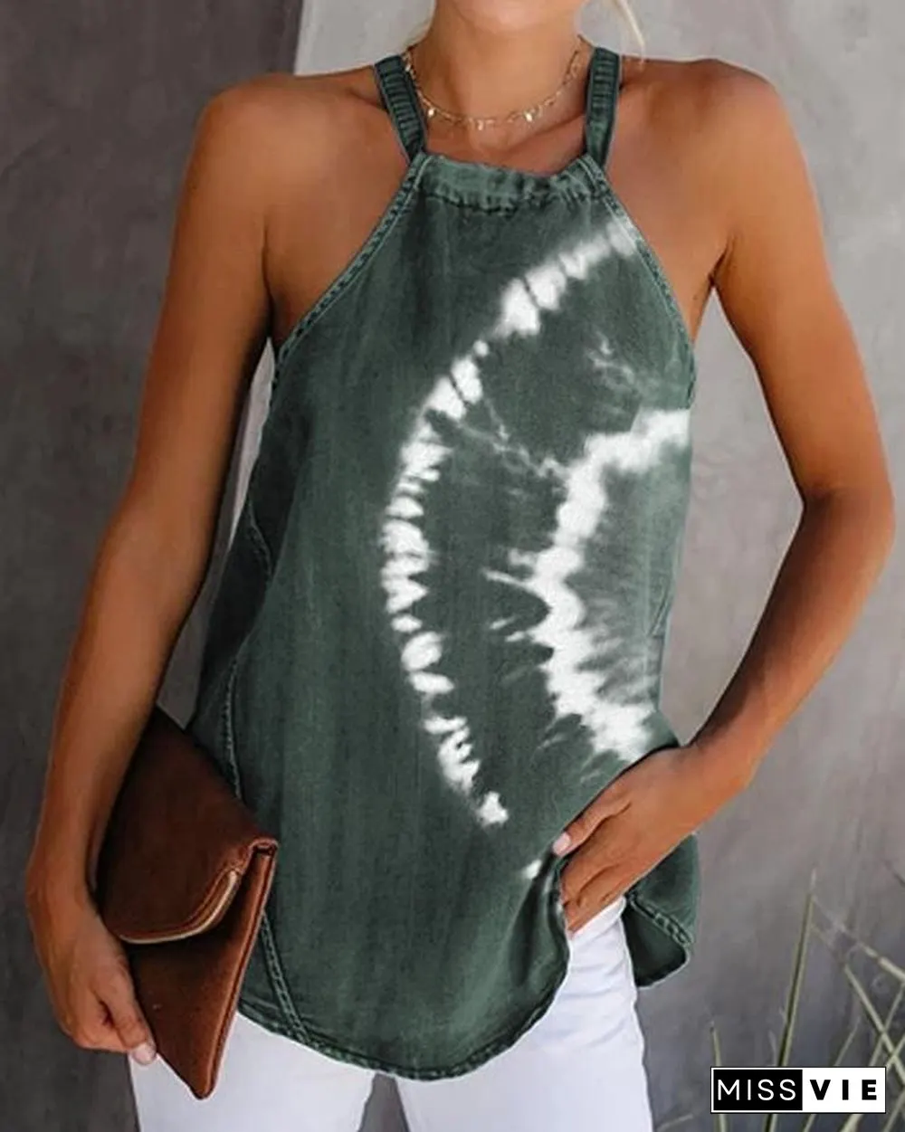 Sexy Off-Shoulder Printed Sleeveless Vest