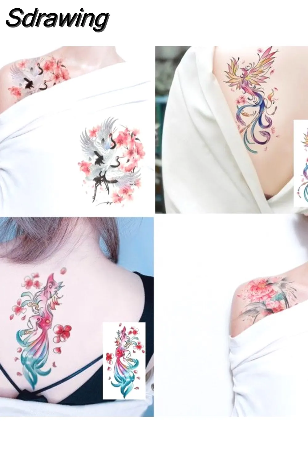 Sdrawing 4/5/9/10/18 PIeces Long Lasting Blue Flower Jewelry Tattoo Sticker Sexy Belly Block Scar Stretch Marks Waterproof Tattoo Sticker 715-1