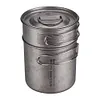2Pcs Outdoor Camping Cookware Set with Folding Handle 304 Stainless Steel Pot